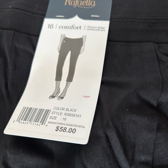 NWT Rafaela Black Capris With Comfortable Waist Band - Picture 5 of 5